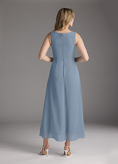 Azazie Anitta Mother of the Bride Dresses Dusty Blue Jumpsuit/Pantsuit Pleated Stretch Crepe Dress image6