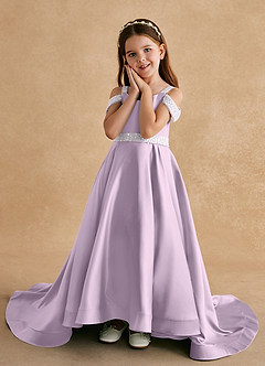 Azazie Jodi Flower Girl Dresses Frosted Lilac A-Line Matte Satin Dress image5