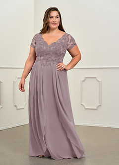 Azazie Dunja Mother of the Bride Dresses Dusk A-Line V-Neck Lace Chiffon Dress image9