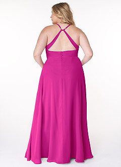 Azazie Davis Brautjungfernkleider A-Linie V-Hals Chiffon Kleid Fuchsia image8