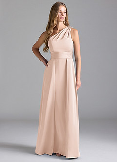 Azazie Dallas Brautjungfernkleider A-Linie One-Shoulder Stretch-Satin Kleid Zartrosa image3