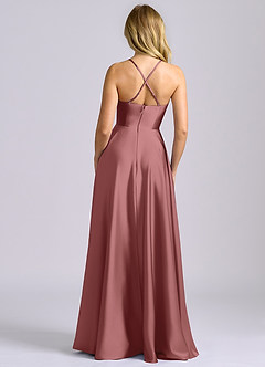 Azazie Truce Brautjungfernkleider A-Linie Stretch-Satin Kleid Amethyst image2