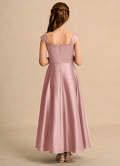 Azazie Bundle Girls Formal Flower Girl Dresses Rose Gold A-Line Pleated Matte Satin Dress image2