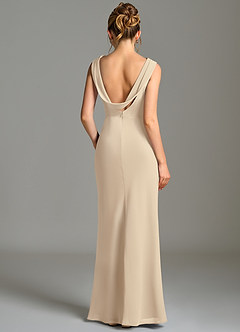 Azazie Kieryn Bridesmaid Dresses Champagne Mermaid Pleated Chiffon Dress image2