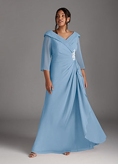 Azazie Jaycee Abiti per la Madre della Sposa Abito A-Line in Chiffon Azzurro Polvere image9