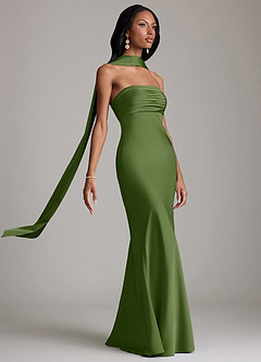 Azazie Saylor Brudtärnklänningar Klä av Sjöjungfru i Stretch Satin Axelbandslös Enbärsgrön image10