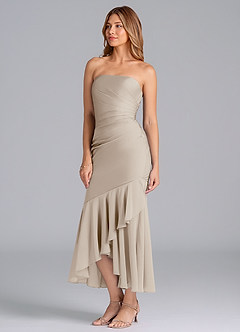 Azazie Danie Bridesmaid Dresses Frost Sheath Strapless Chiffon Dress image4