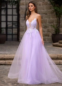 Finesse Purper A-lijn galajurk image3