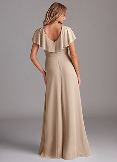 Azazie Lainey Bridesmaid Dresses Taupe A-Line with Pockets Chiffon Dress image7