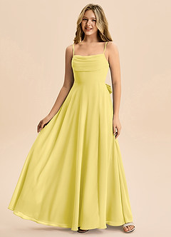 Azazie Bear Junior Canary A-Line Pleated Chiffon Dress image4