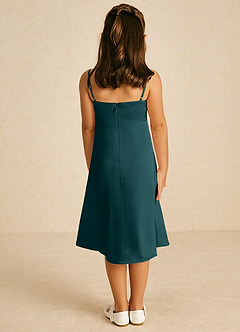Azazie Zuzu Flower Girl Dresses Pine A-Line Spaghetti Strap Stretch Satin Dress image2