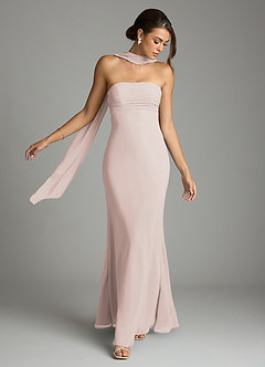 Azazie Saylor Brudtärnklänningar Klä av Sjöjungfru i Chiffong Axelbandslös Rosenblad image7