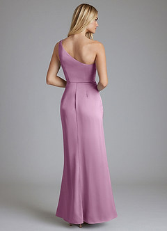 Azazie Phaedra Vestidos de damas de honor Vestido de Glicinia de Satén Elástico de Corte en A con Hombro unilateral image2