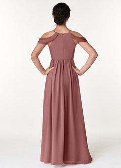 Azazie Seneca Junior Desert Rose A-Line Off the Shoulder Chiffon Dress image2