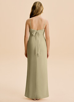 Azazie Mai Junior Moss Green Sheath Pleated Chiffon Dress image2