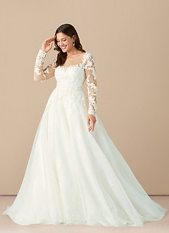 Azazie Nylah Final Sale Diamond White A-Line Sequins Tulle Dress image6