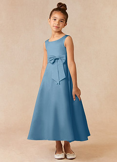 Azazie Lindy Final Sale Agave A-Line Pleated Matte Satin Dress image3
