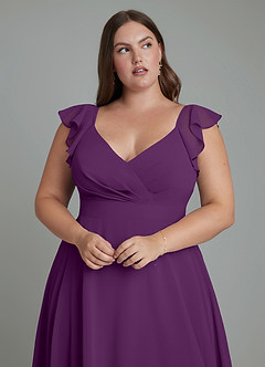 Azazie Leilani Bridesmaid Dresses Grape A-Line Pleated Chiffon Dress image11