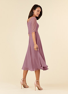 Azazie Naomi Mother of the Bride Dresses Vintage Mauve A-Line Boatneck Pleated Chiffon Dress image4