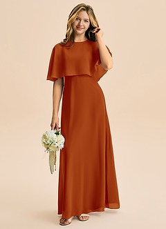 Azazie Maris Junior Robe Trapèze en Mousseline de soie Paprika image1