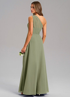 Azazie Phaedra Bridesmaid Dresses Pistachio A-Line One Shoulder Chiffon Dress image7