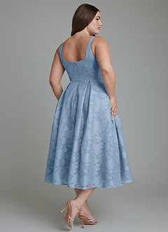 Azazie Amalie Brautjungfernkleider A-Linie Plissee Blumen-Burnout Kleid Puderblau image11