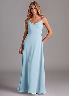 Azazie Daenerys Bridesmaid Dresses Sky Blue A-Line Cowl Chiffon Dress image1