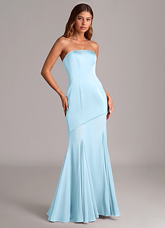 Azazie Uma Jurken voor bruidsmeisjes Converteerbaar Jurk van Chiffon met Zeemeermin Strapless Hemelsblauw image3