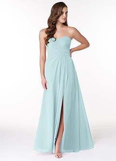 Azazie Arabella Allure Vestidos de damas de honor Vestido de Vidrio Marino de Gasa de Corte en A Convertible con Escote de Corazón image1