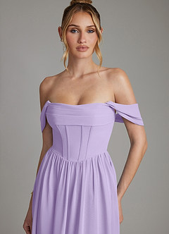 Azazie Caterina Bridesmaid Dresses Lilac A-Line Corset Chiffon Dress image8