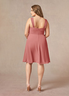 Azazie Olivia Mère de la mariée Robes Robe Trapèze en Mousseline de soie Encolure carrée plissée Antique Rose image11