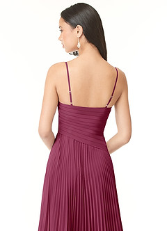 Azazie Vini Bridesmaid Dresses Mulberry A-Line V-Neck Pleated Chiffon Dress image5