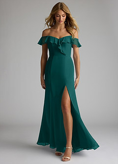 Azazie Sophie Bridesmaid Dresses Peacock A-Line Off the Shoulder Chiffon Convertible Dress image1