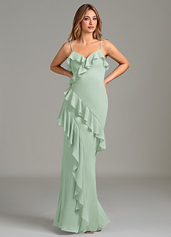 Azazie Danny Bridesmaid Dresses Agave Mermaid Ruched Chiffon Dress image1
