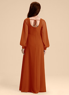 Azazie Bondi Junior Abito A-Line in Chiffon Blusa Paprika image2