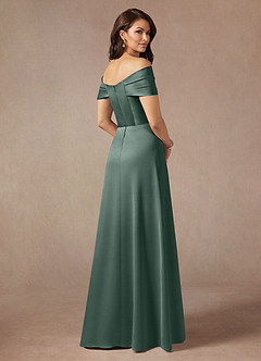 Azazie Amelia vestidos de madre de la novia Vestido de Musgo Marino de Satén Elástico de Corte En A con Vestidos sin tirantes image2