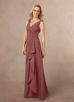 Azazie Evy Mother of the Bride Dresses Desert Rose A-Line Pleated Stretch Chiffon Dress image2