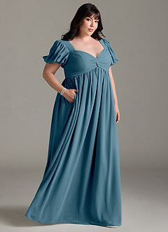 Azazie Madisynn Maternity Bridesmaid Dresses Bow Chiffon Floor-Length Dress image7