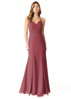 Azazie Carolina Bridesmaid Dresses Merlot Mermaid Ruched Chiffon Dress image1