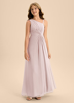 Azazie Brooke Junior Blushing Pink A-Line Side Slit Chiffon Dress image5