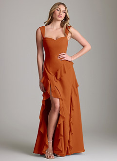 Azazie Sloane Bridesmaid Dresses Paprika A-Line Sweetheart Neckline Chiffon Dress image3