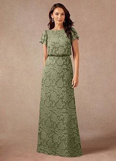Azazie Lehi Mère de la mariée Robes Robe Trapèze en Blumen-Burnout Col bateau Pistache image1
