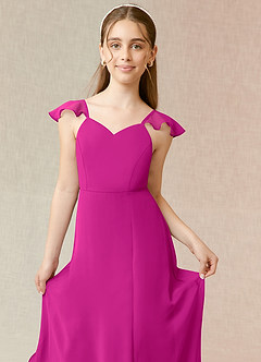Azazie Everett Junior Fuchsia A-Line Chiffon Dress image5