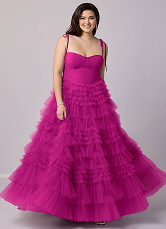 Barbie ♥ Azazie Bridesmaid Dresses Fuchsia A-Line Sweetheart Neckline Tulle Dress image6