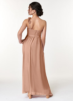 Azazie Flower Junior Robe Trapèze en Mousseline de soie Plissée Champagne Rosé image6