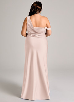 Azazie Madelyn Jurken voor bruidsmeisjes Converteerbaar Jurk van Stretch Satijn met Zeemeermin One-Shoulder Blozend Roze image14