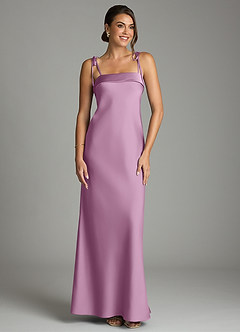 Azazie Ellia Bridesmaid Dresses Wisteria Sheath Bow Stretch Satin Dress image1
