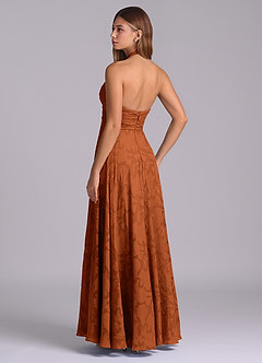 Azazie Tessie Brudtärnklänningar Klä av A-Linje i Blommig Utbrändhet Plisserad Bränd Apelsin image6