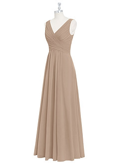Azazie Flora Bridesmaid Dresses Taupe A-Line Pleated Chiffon Dress image9