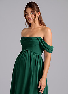 Azazie Saige vestidos de dama de honor de maternidad Vestido de Corte En A Plisado Hasta el suelo Gasa image6